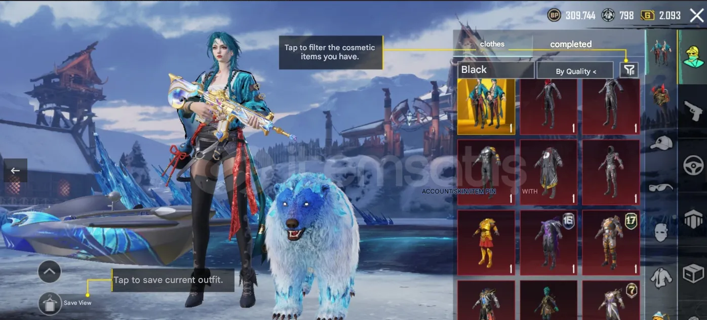PGM576 M416 Imperial Splendor L7, Bear Pet, Golden Outfits, Maxed Boat Skin, Legendary Sets (G)